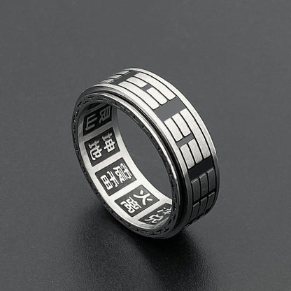 Bague acier inoxydable symbole Yin Yang noir argent – Léo