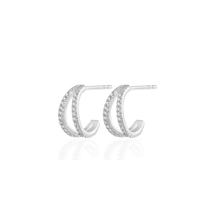 Boucles d'oreilles de luxe à double zircon
