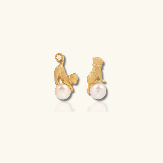 Boucles d'oreilles Perle avec Chat