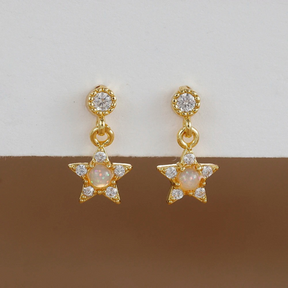 Boucles d'oreilles opales plaqué or