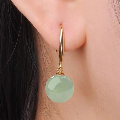 Boucles d'oreilles gouttes perles jade plaqué or