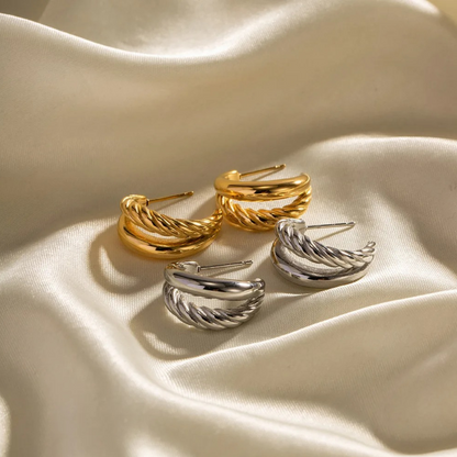 Boucles d'Oreilles Double Couche Tordues