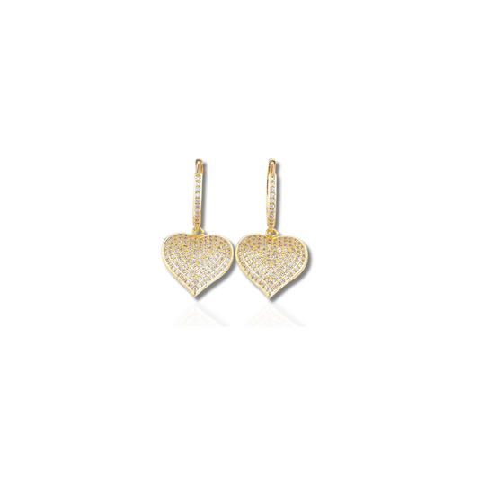 Boucles d’Oreilles Pendantes Cœur Doré
