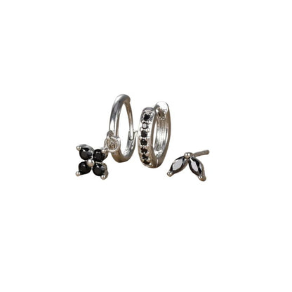 Set de boucles d’oreilles fleurs en acier inoxydable doré