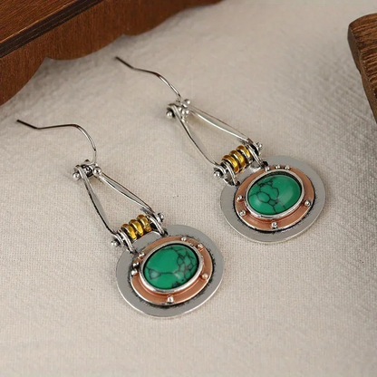 Boucles d'Oreilles Pendantes Boho avec Pendentif Turquoise