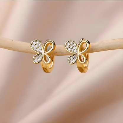 Boucles d'oreilles papillon avec zirconium