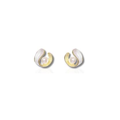 Boucles d'Oreilles Stud Perle de Moule Irrégulière