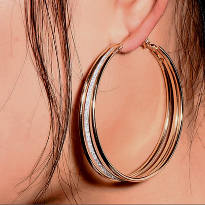 Boucles d'Oreilles Créoles Dorées Transparentes Vintage