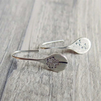 Boucles d'Oreilles Pendantes Rondes Pissenlit en Argent