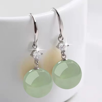 Boucles d'oreilles gouttes perles jade plaqué or