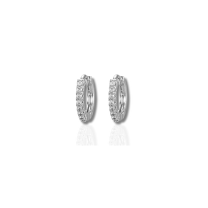 Boucles d'oreilles à créoles en or et argent avec zircon