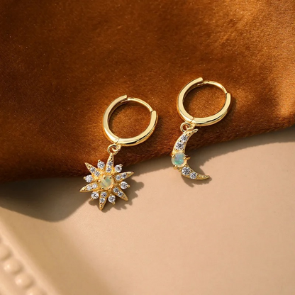 Boucles d'oreilles opales plaqué or