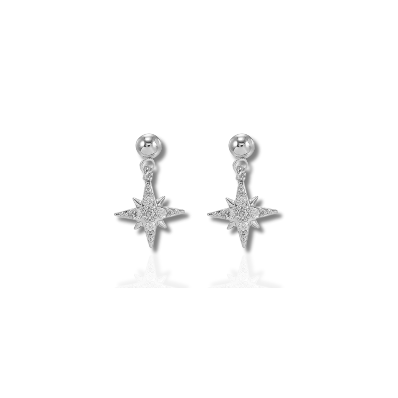 Boucles d'oreilles à créoles en or et argent avec zircon