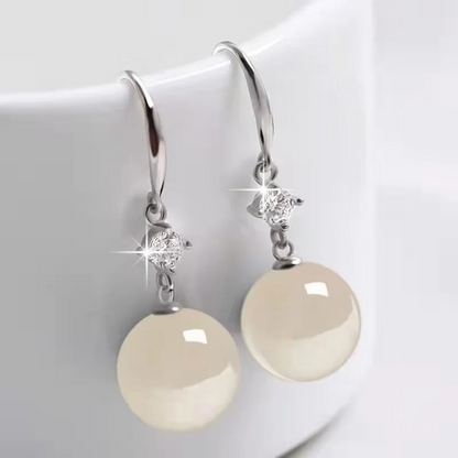Boucles d'oreilles gouttes perles jade plaqué or