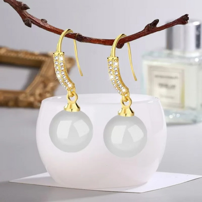 Boucles d'oreilles gouttes perles jade plaqué or