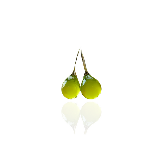 Boucles d'oreilles Vintage Olive Glass plaqué or
