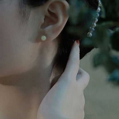 Clous d’oreilles ronds jade vert – Léo
