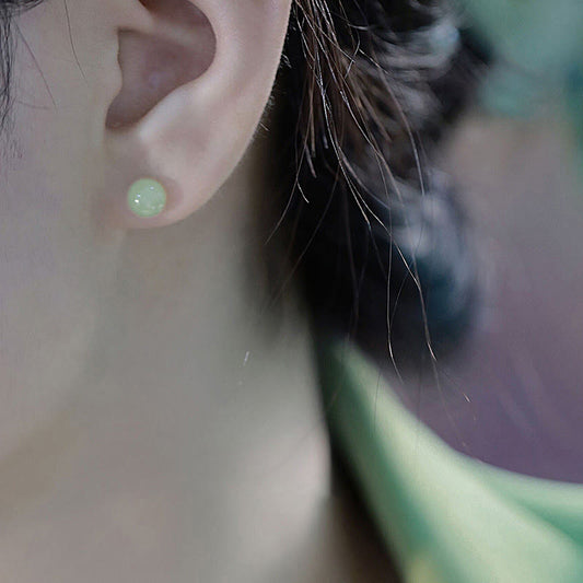 Clous d’oreilles ronds jade vert – Léo