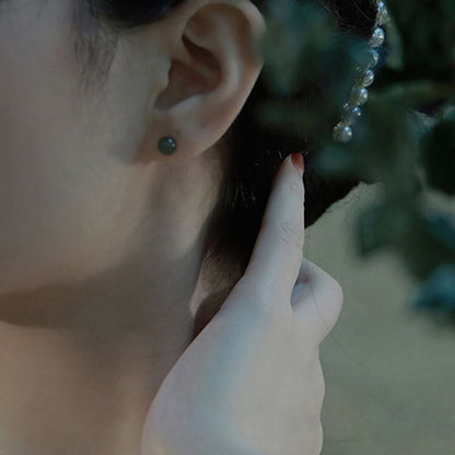 Clous d’oreilles ronds jade vert – Léo