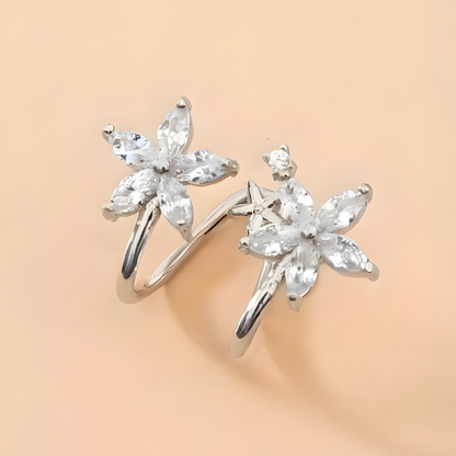 Manchettes d'oreilles avec fleurs et zirconium