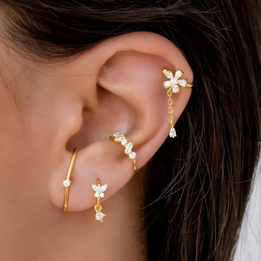 Boucles d'oreilles pendantes avec zircone