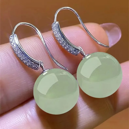 Boucles d'oreilles gouttes perles jade plaqué or