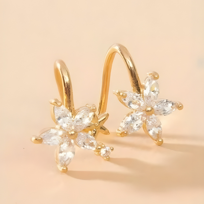 Manchettes d'oreilles avec fleurs et zirconium