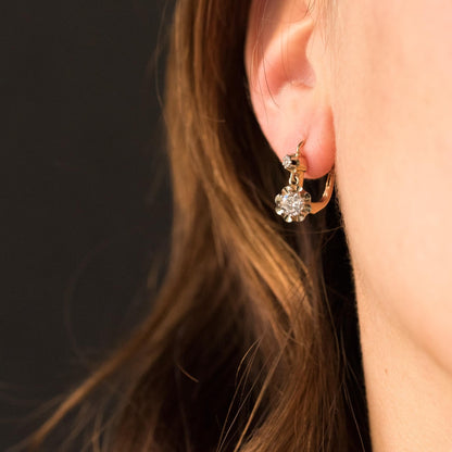 Boucles d'Oreilles Vintage en Or et Zircon