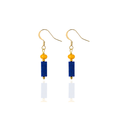 Boucles d'oreilles bleus lapis lazuli plaqué or