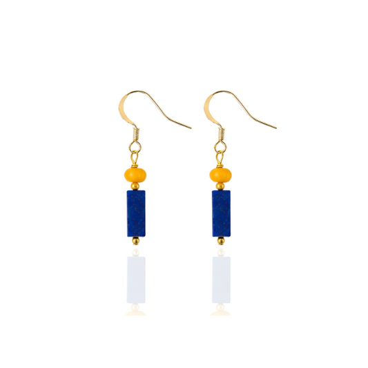 Boucles d'oreilles bleus lapis lazuli plaqué or