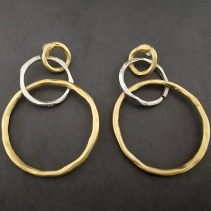 Boucles d'Oreilles Créoles Dorées et Argentées Vintage