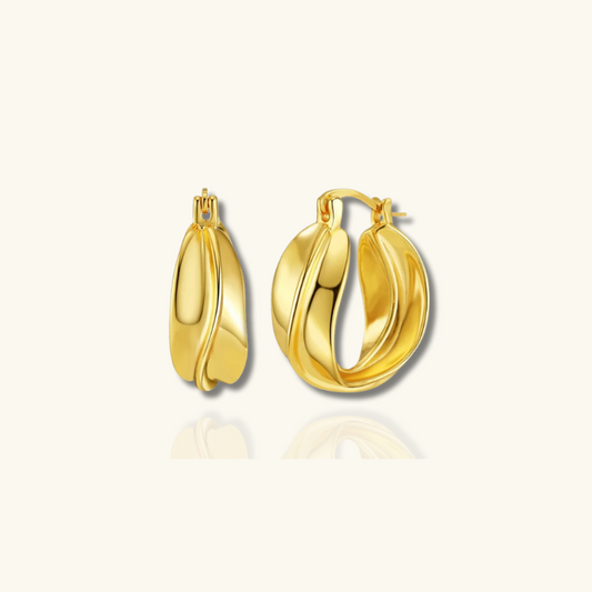 Boucles d'oreilles torsadées vintage en plaqué or et argent