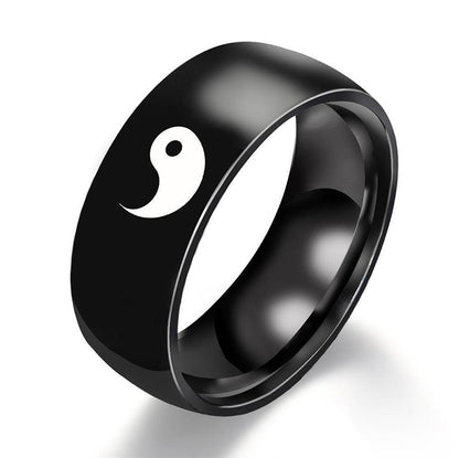 Bagues acier inoxydable Yin Yang noir et argent – Léo