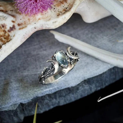 Bague argent croissants pierre marquise – Léo