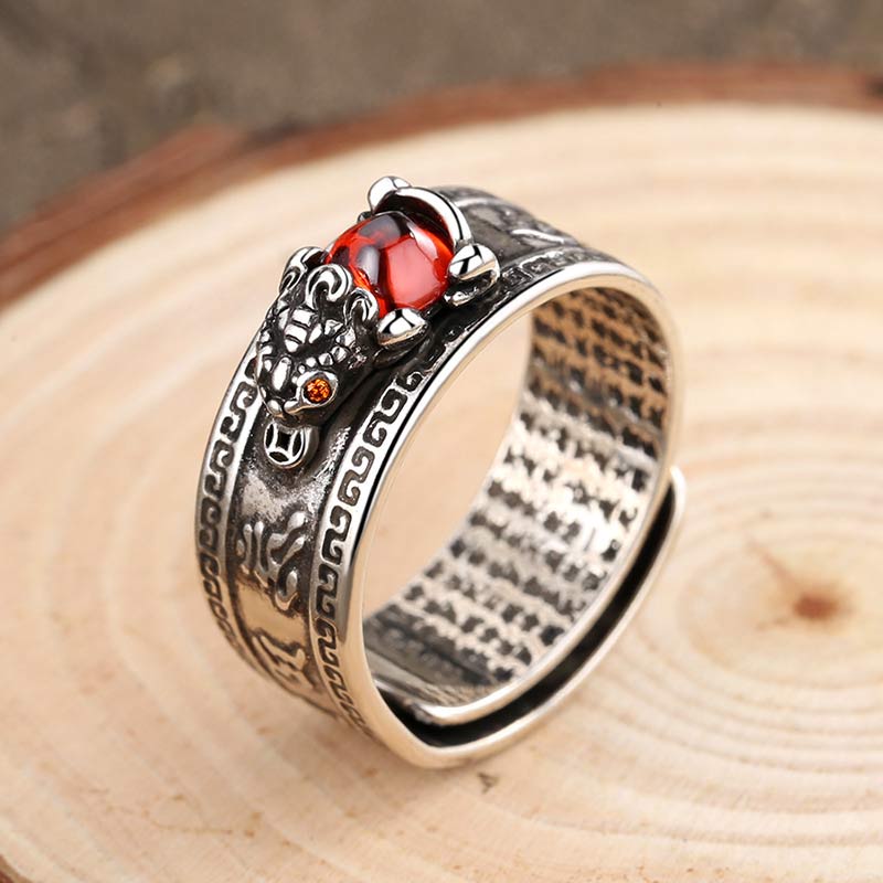 Bague argent motif doré agate rouge – Léo