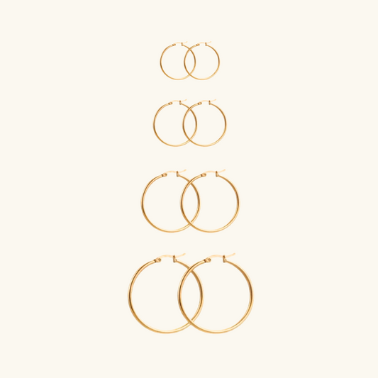 Set de Créoles Dorées Élégantes Multi-Tailles