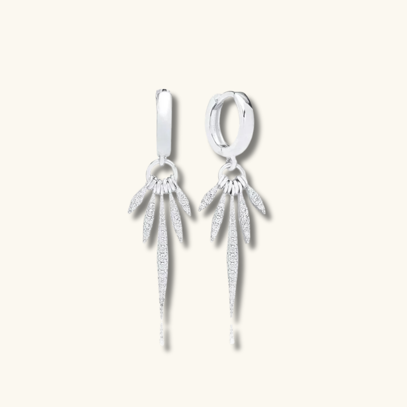 Boucles d'oreilles plumes avec zircons