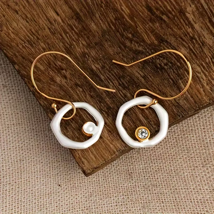 Boucles d'Oreilles Vintage en Or et Argent avec Zirconia