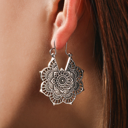 Boucles d'Oreilles Lotus Mandala Or