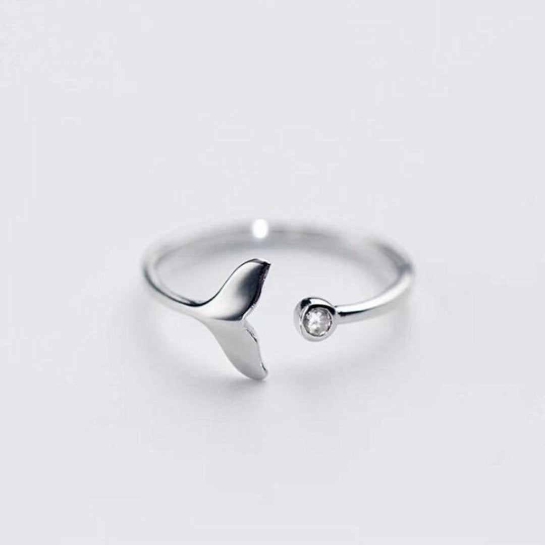 Bague argent ajustable motif dauphin zircon – Léo