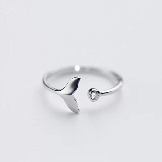 Bague argent ajustable motif dauphin zircon – Léo