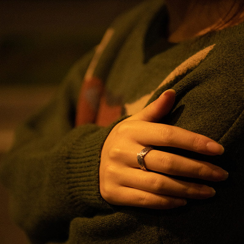 Bague argent plumes entrelacées – Léo