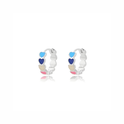 Boucles d'oreilles en forme de cœur coloré plaqué or et argent