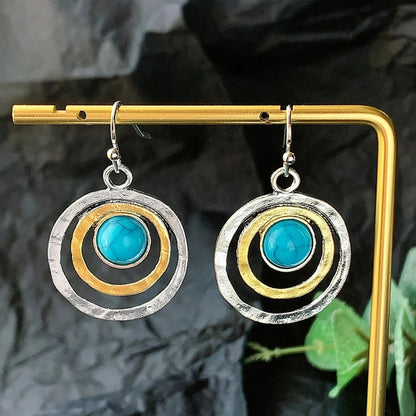 Boucles d'Oreilles Pendantes Boho avec Pierre Turquoise