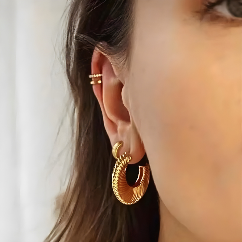 Boucles d'oreilles Créoles en plaqué or torsadé