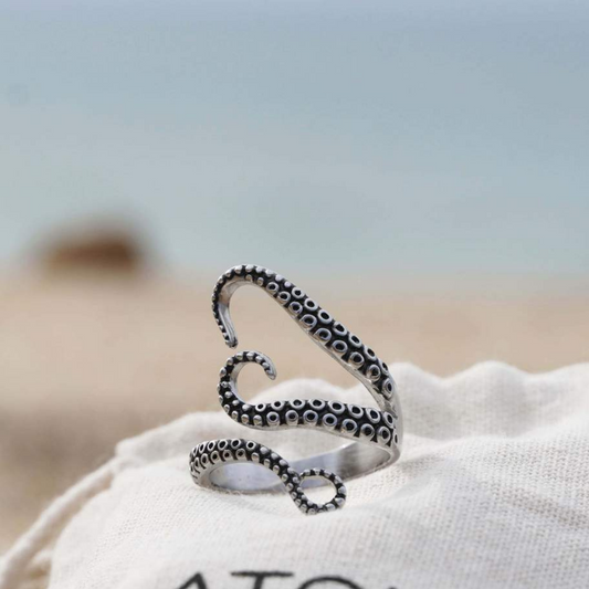 Bague ajustable tentacules argent – Léo