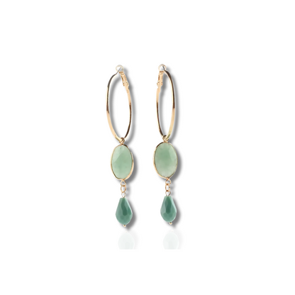 Boucles d'oreilles créoles dorées avec pierres colorées