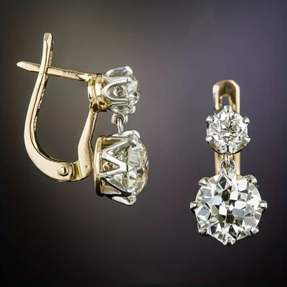 Boucles d'Oreilles Vintage en Or et Zircon