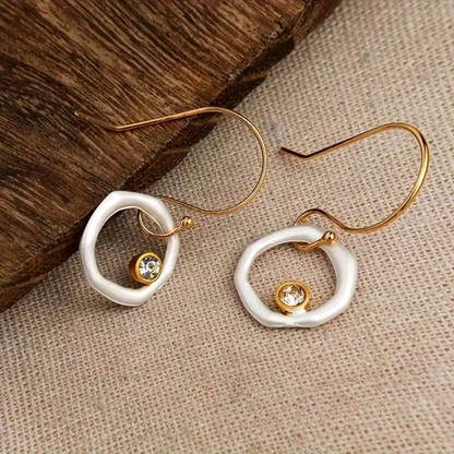 Boucles d'Oreilles Vintage en Or et Argent avec Zirconia