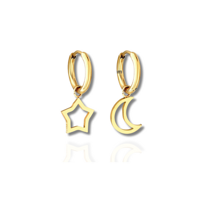 Boucles d'oreilles Tendance Lune et Etoile